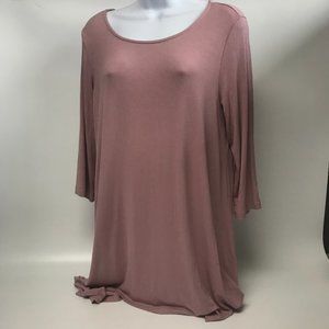 LBisse Plus Size 3/4 Sleeve Tunic Top Size 1X Pink